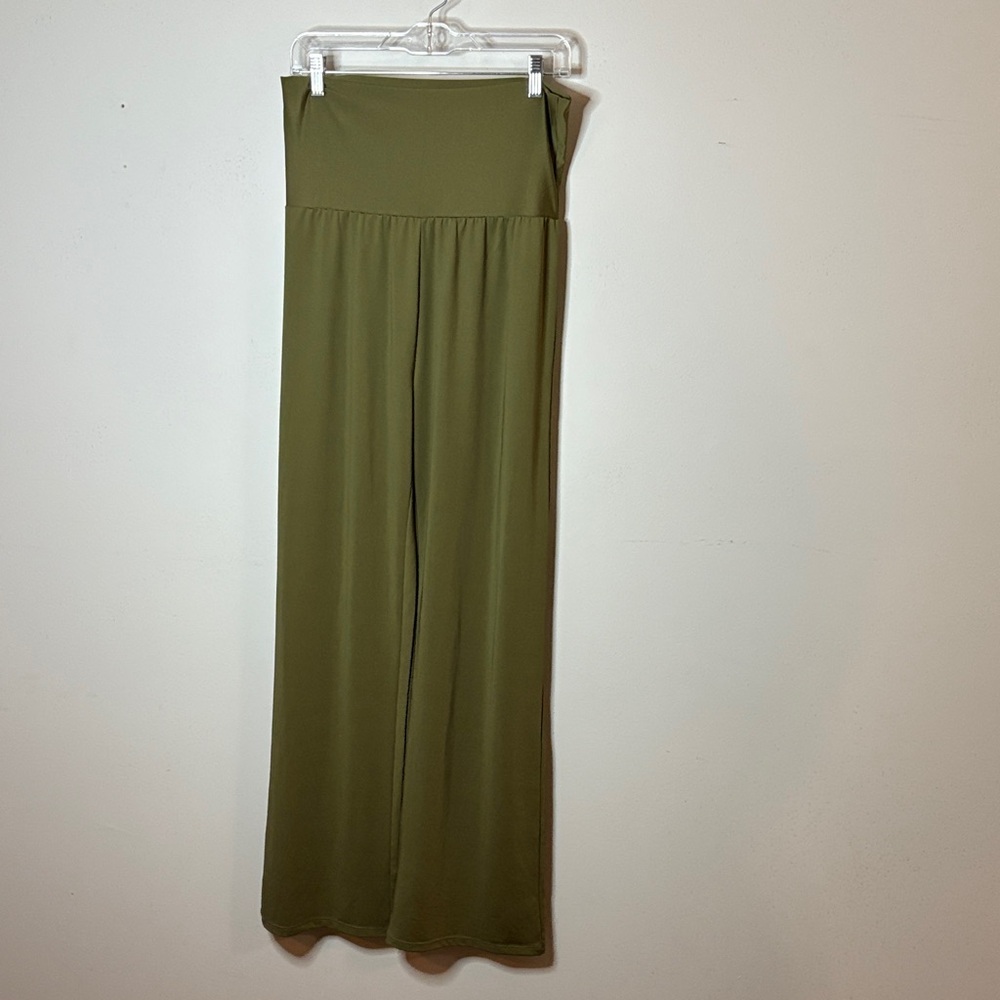 White Mark Olive Green Wide-Leg Pants